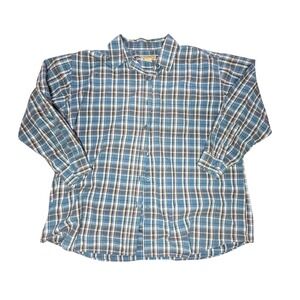 Mountain Lake II Womens Plaid Long Sleeve Button Down Shirt Blue‎ Brown Size XL